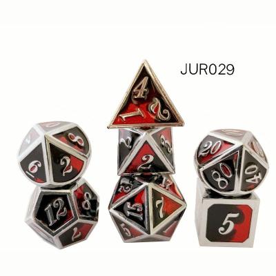 China eco-friendly colorful printed polyhedral metal dice florida 10d factory price d&d game dice set with custom bag and box for sale