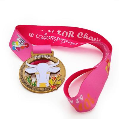 China All competitons metal medals factory design high grade medals for marathon finisher with ribon for sale