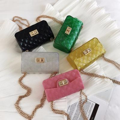 China 2021 fashion cute jelly kids cross - silicone and body shoulder women fashion bags beach handbags square purses for sale