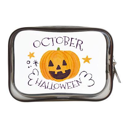 China Fashion Customize Transparent PVC Cosmetic Bag Halloween Gift LOGO Low MOQ Waterproof Clear Makeup Travel Fashion Bag for sale