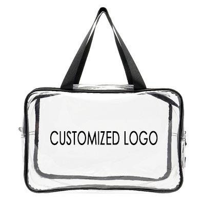 China Custom Fashion PVC Lightweight Clear Waterproof Portable Outdoor Travel Gym Makeup Bag Large Capacity Cosmetic Bag for sale