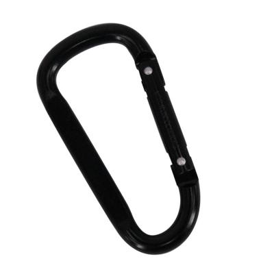 China Portable HXY Custom 81*42MM No MOQ Two Pins Full D Shape Aluminum Stock Carabiner Black Flat For Camping,Participation,Key Chain,Promotion for sale