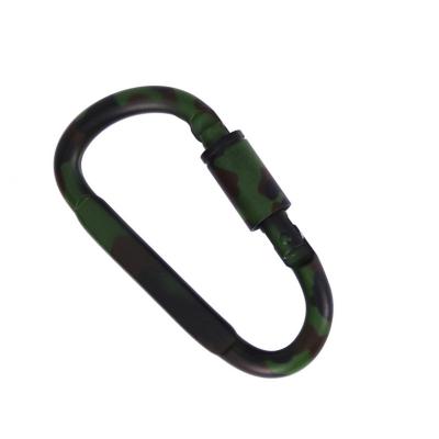 China HXY 83*42*7.2MM Portable Custom Camouflage Long Screw Metal Aluminum Camping Carabiner Camouflage Security Locking Carabiner Colored For Bags for sale