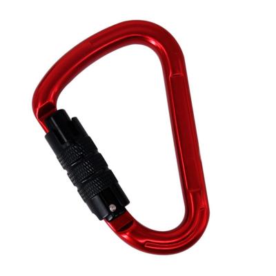 China Portable No MOQ 25kn Screwgate Color Paint Electroplating Clip Custom Design Rise Locking 7075 Aluminum Snap Hook Climbing Carabiner for sale