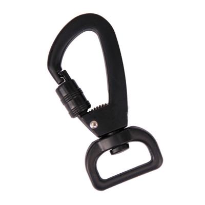 China Heavy Industry Anodized Wholesale 2CM Ultra Sturdy Square Inner End Automatic Self Locking Swivel Carabiner, Snap Swivel Hook Dog Leash Carabiner for sale