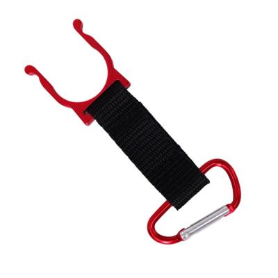 China Custom Portable HXY Lanyard Clip Polyester Plastic Nylon Strap Hanging Water Bottle Holder Carabiner Tie Short For Hiking for sale