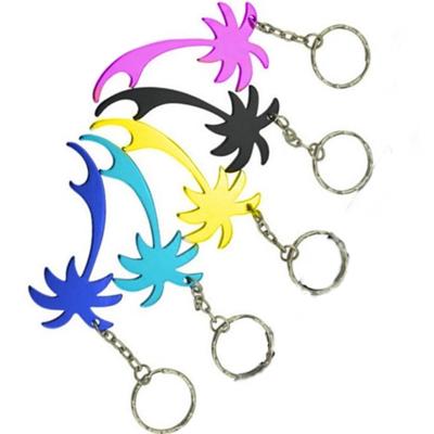 China HXY Factory Direct Selling Custom Viable Metal Palm Tree Lead Chain Bottle Opener, Aluminum Beer Bottle Opener For Promotional Gifts for sale