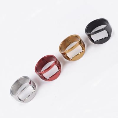 China Large Viable Stock of HXY No MOQ Creative Design Spraying Stainless Steel Finger Ring Beer Bottle Opener for Promotional Gifts for sale