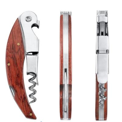 China Rose Wood Handle Double Hinge Corkscrew HXY Bird Shape Wooden Corkscrew All-in-one Viable Sommelier Corkscrew Red Wine Opener for sale