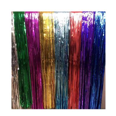 China Show Romantic Metal Stage Party Baby Shower Wedding Curtain Fringe Rainbow Silk Curtain for sale