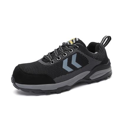 China Anti-Static Fly Weaving Bottom Cut Out Lightweight Rubber EVA Midsole and Outsole Sports Safety Shoes for sale