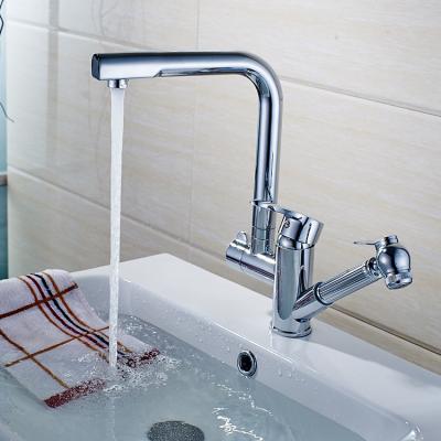 China Metered Single Taps 360 Rotation Handle Spray Mixer Basin Faucet With Hot And Cold Basin Faucet for sale