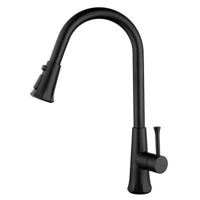 China Multifunctional Sense Faucets Single Handle Pull Out Faucet Kitchen Brass Faucet Luxury Black for sale