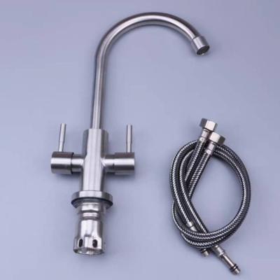 China Sense Faucets Double To Handle Hot And Cold Stainless Steel Kitchen Sink Taps 304 Stainless Kitchen Faucet for sale