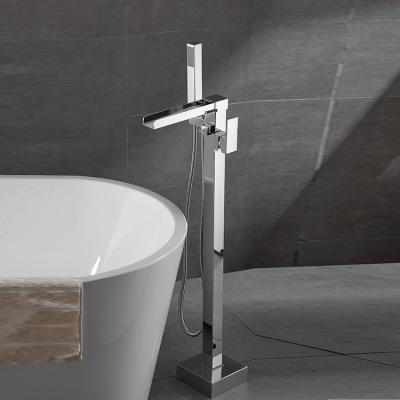 China Without Slide Bar Factory Wholesale Brass FreestandingTub Holder Floor Shower Set for sale