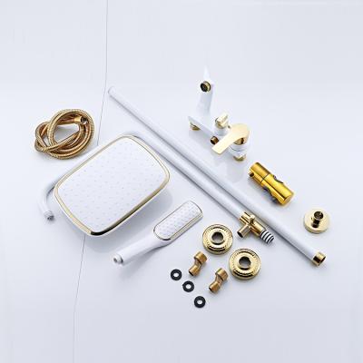 China Without Sliding Bar Brass Bathroom Shower Mixer Set Square Shower Faucet Set Mixer Taps Kits Shower Set for sale