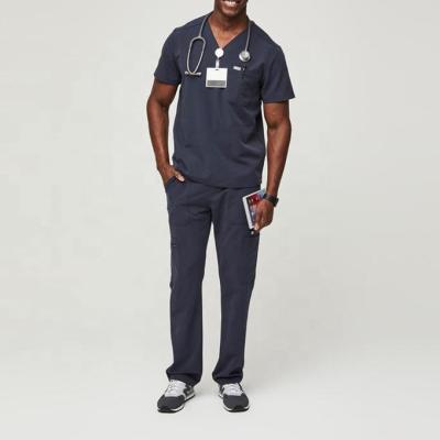 China Hospital RX-custom logo and label set three-pocket v-neck nurse uniform men scrubs medical for sale