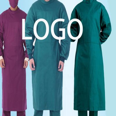 China High Quality Hospital RX Solid Tie Up Cotton Fabric Unisex Hospital Scrubs ICU Doctor Isolator Gown Long Sleeve Surgical Gown for sale