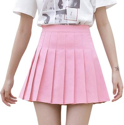 China Custom RX school label solid color tennis mini pleated skirt pleated skirt with zipper school girl skirt for sale