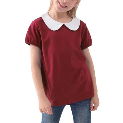 China 2022 RX School Tops High Quality Cute Girls Casual Peter Pan Collar T-shirt Blouse for sale