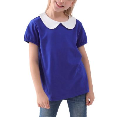 China 2022 School Tops High Quality Cute Girls Peter Pan Collar T-shirt Blouse Casual School Uniforms for sale