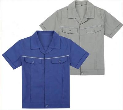 China Industrial Unisex Construction Uniform Worker Uniform Cotton RX Workshop Short Sleeve Work Shirt for sale