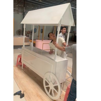 China Wooden Acrylic Goods Candy Food Carts/Display Cart Beautiful Amina Craft White Wedding Party Decoration For Babyshower for sale