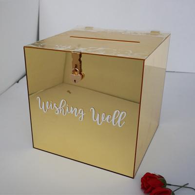 China Durable / Beautiful A&C Wedding Decoration Personalized Acrylic Wedding Wish Well Box With Lock for sale