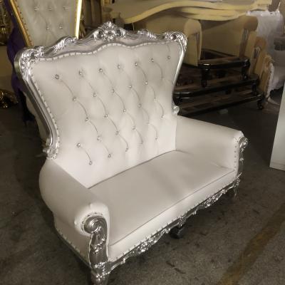 China Amina Craft Luxury Royal Throne White Solid Wood Royal Wedding Sofa For Bride And Groom for sale