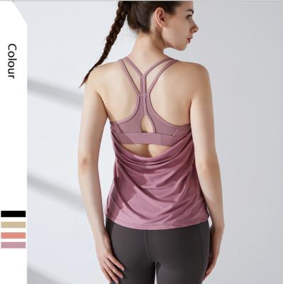 China Yoga Crop Gym Women Cross Back Workout Fitness Logo Top Sleeveless Vest Breathable Elastic Suite Wear Custom Top Bra for sale