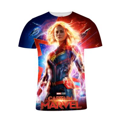 China Anti-wrinkle Quality Polyester Spandex Sports Shirts 3D Printed Captain Marvel Anime Superhero Spiderman T-Shirts for sale