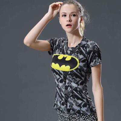 China Wholesale Anti-wrinkle Polyester Spandex 3D Sublimation Printing T Shirts For Women Superhero Silk Milk Printed Tee Shirts With USA Size for sale