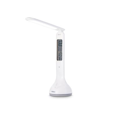 China Hot Sales LCD Calendar Display Folding Round Base 1200mah Rechargeable Led Desk Lamp Table Lighting For Working Reading for sale