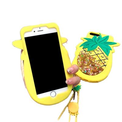 China Fashionable OPP Bag Packing Pineapple Quicksand Head Phone Case For Iphone 7 for sale