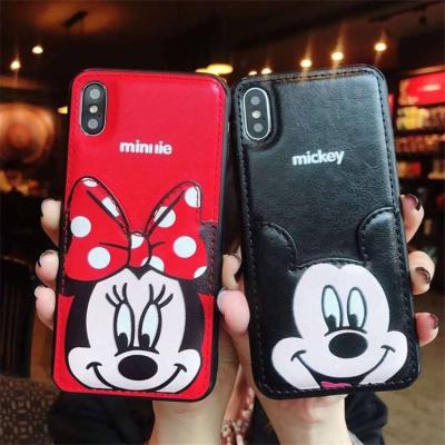 China Cute/Lovely Cartoon Mickey And Minnie Cell Phone Case Earphone Card Holder Cover For iPhone 6/6S 7 8 X plus XS for sale