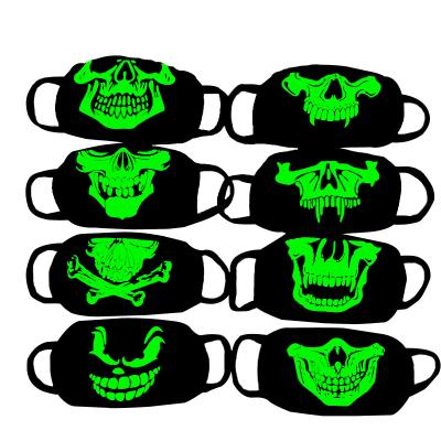 China 2020 Hot New Horror Skull Teeth Comfortable Fluorescent Cold Proof Halloween Mask Glow Halloween Mask for sale