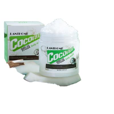 China Exfoliator Yanmei Coconut Milk Body Scrub 150g Hot Selling Natural Organic Coconut Oil Milk Body Scrub With Dead Sea Salt For Skin Care for sale