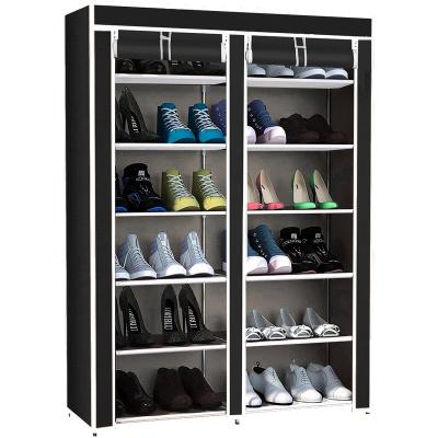 China (Size) 36 Pair Adjustable Double Row Shoe Rack Shelf Portable Tower Cabinet for Closet with Nonwoven Fabric 7 Row Shoe Rack Storage Organizer for sale