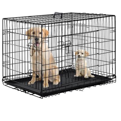 China Wholesale 42 Inch Two Door High Quality Cheap Metal Foldable Dog Cage Kennel Breathable for sale