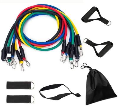 China 11pcs Exercise Home Exercise Bands Workout Bands Set Resistance Tube Training Bands Set With Carry Bag for sale