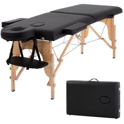 China Wholesale Modern PU Leather Massage Bed Portable Salon Two Times Massage Table With Carry Bag for sale