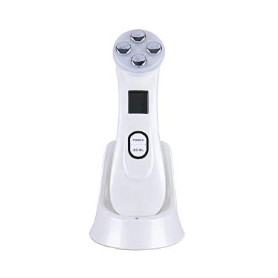 China Shrinking Pore Photon Ultrasonic Facial Massager 5 in 1 Led Skin Tightening Face Lifting Facial Massager Ultrasonic Anti Aging Photon for sale