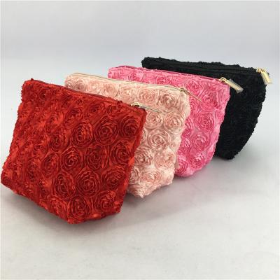 China Korea style fashion makeup bag rose flower travel cosmetic bags design cosmet bag for sale