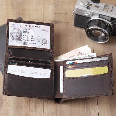 China RFID RFID Blocking Genuine Leather Bifold Men's Wallet Minimalist Slim Custom Real Leather Gentlemen Wallet for sale