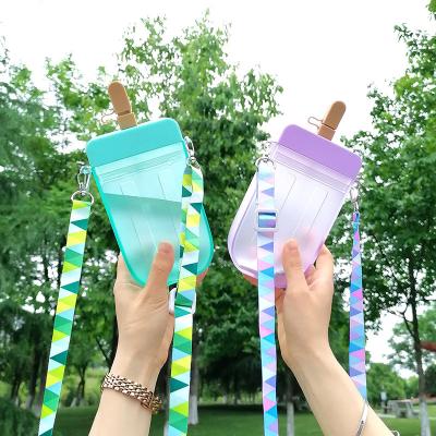 China Fashion \ mini ice popsicle water bottle ice popsicle bags handbag ice cream straw cup shape purse cute plastic shoulder comfortable \ durable fashion for sale