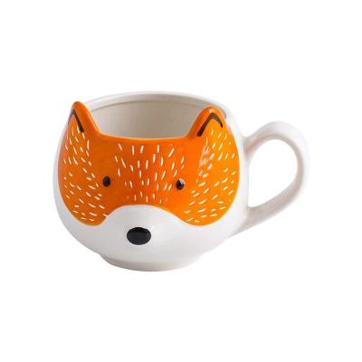 China Sustainable Mug milk cup creative cute pet coffee ceramic cup personal office household water cup animal type hand-painted animal shape for sale