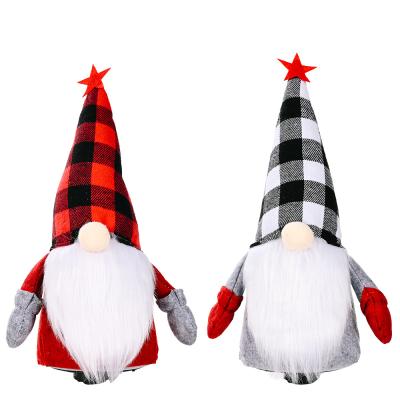 China High Quality Christmas Gnome Plush Plaid New Arrival Fabric Toy Dolls With Music For Kids Electric Christmas Gift for sale