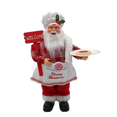 China Eco-friendly Santa Claus Ornaments Dolls Plush Toys Santa Claus New Arrival Christmas Decoration Standing Head Figurines for sale