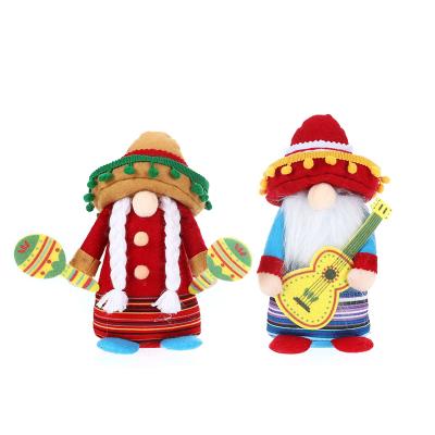 China 2022 Eco-Friendly New Summer Fiesta Plush Fiesta Gnome Cinco de Mayo Tomte Elf Dwarf with Decorative Guitar for Mexican Taco Tuesday Gift for sale