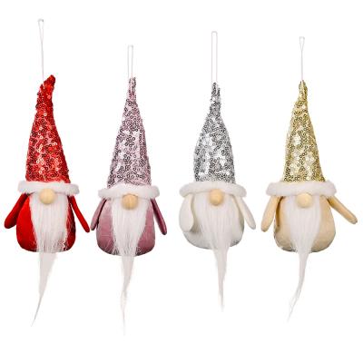 China New Christmas Decorations Holiday Decorations Sequins Plush Gnomes Decorative Hanging Dolls for Christmas Tree Ornaments for sale